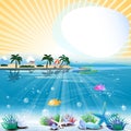 Tropical sea theme background with text area