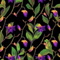 Tropical seamless exotic floral fashion pattern - acrylic painted orchid flower