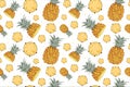 Tropical seamless pattern with fresh exotic fruits, summer design fruit ananas. Colorful wallpaper vector. Decorative illustration Royalty Free Stock Photo