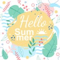 Tropical Seamless Pattern with Hello Summer Title