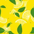 Tropical seamless pattern with lemons.
