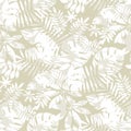 Tropical seamless pattern in natural gray color
