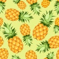 Seamless pattern with pineapple fruit. Vector tropical seamless background Royalty Free Stock Photo