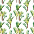 Tropical seamless pattern with red lipstick palm trees.