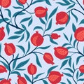 Tropical seamless pattern with red oranges. Fruit repeated background. Vector bright print for textile.