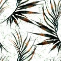 Tropical seamless pattern. Watercolor curved palm