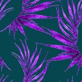 Tropical seamless pattern. Watercolor curved palm