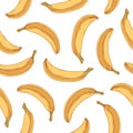 Tropical seamless pattern with whole banana fruits on white background. Endless fruity Hawaiian design for printing and