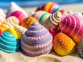 Tropical Seashells on White Sand Beach Royalty Free Stock Photo