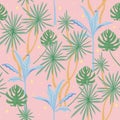 Tropical semaless pattern. Cute tropical pastel backgroud.