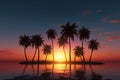 Tropical serenity palm trees against a mesmerizing and colorful sunset