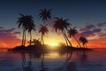 Tropical serenity palm trees against a mesmerizing and colorful sunset