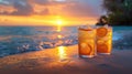 Tropical Serenity: Refreshments at Sunset on a Perfect Beach
