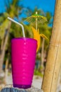 Tropical shake, refreshment drink in glass on tropical Royalty Free Stock Photo