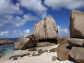 Tropical shore And Maron at Ladigue Seychelles Royalty Free Stock Photo