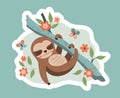 Tropical sloth sticker
