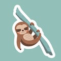 Tropical sloth sticker