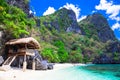 Tropical solitude - white sandy beaches of Philippines, El Nido Royalty Free Stock Photo