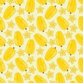 Tropical starfruit vector seamless repeat pattern. Seamless pattern texture design