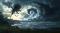 Tropical Storm Approaching Coastline Dramatic Dark Cloudscape Royalty Free Stock Photo