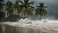 Tropical storm, heavy rain and high winds in tropical