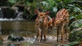 a tropical stream as Sika deer wander along its banks, inviting you to witness the harmony of wildlife and nature in