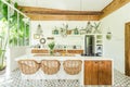 Tropical style kitchen room and clean Royalty Free Stock Photo