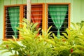 Tropical style window of a house in Neiafu town, Vavau island, T