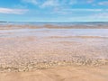 summer  beach sand sea water wave sunny day  blue sky white clouds at  Tropical  sea seascape Royalty Free Stock Photo