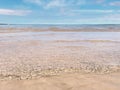 Summer beach sea light sun reflection on ocean water white sand and fluffy clouds at sky beautiful nature landscape ,weather for Royalty Free Stock Photo