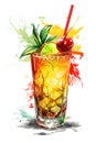 Tropical summer cocktail with fruit and ice, Generative AI 6 Royalty Free Stock Photo