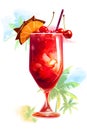 Tropical summer cocktail with fruit and ice, Generative AI 7 Royalty Free Stock Photo
