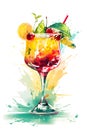 Tropical summer cocktail with fruit and ice, Generative AI 8 Royalty Free Stock Photo