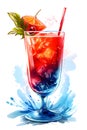Tropical summer cocktail with fruit and ice, Generative AI 1 Royalty Free Stock Photo