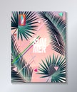 Tropical Hello Summer festival kids camp party wallpaper poster print template advertising