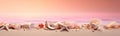 tropical summer ocean sand shell banner sea holiday beach nature. Generative AI.