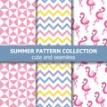 Tropical summer pattern collection. Flamingo theme, Summer banner