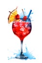 Tropical summer refreshing cocktail with fruit, Generative AI 2 Royalty Free Stock Photo