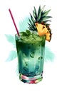 Tropical summer refreshing cocktail with fruit, Generative AI 4 Royalty Free Stock Photo