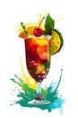 Tropical summer refreshing cocktail with fruit, Generative AI Royalty Free Stock Photo