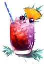 Tropical summer refreshing cocktail with fruit and ice, Generative AI 5 Royalty Free Stock Photo