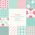 Tropical summer seamless patterns collection