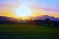 Tropical sundown scenery Royalty Free Stock Photo