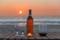 Beach party at Sunset with umbrellas, tables and chairs in GOA Royalty Free Stock Photo