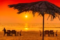 Tropical sunny beach party at Sunset in GOA, India Royalty Free Stock Photo