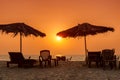 Tropical sunny beach at sunset in GOA, India Royalty Free Stock Photo