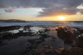 Tropical sunrise over the limestone coasts of El Medano, Tenerife, Canary Islands, Spain Royalty Free Stock Photo