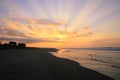 Tropical Sunrise over Pacific Ocean Sandy Beach in Mexico Royalty Free Stock Photo