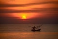 Tropical sunrise seascape with fishing boat, Thailand Royalty Free Stock Photo