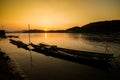 Tropical sunset above Mekong Laos Royalty Free Stock Photo